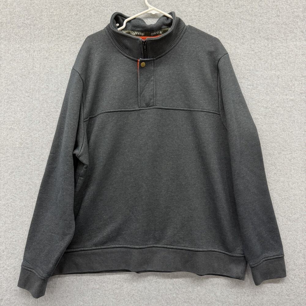 Orvis 1/4 Quarter Zip Sweater Mens XXL Fleece Lined Pullover 2XL  Classic